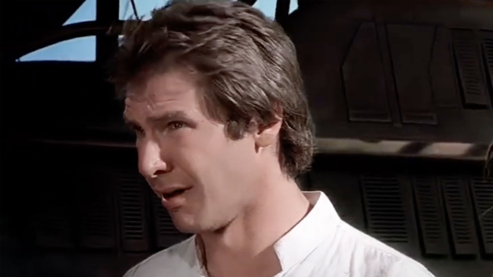 Han Solo slowly getting his vision back on the way to the Sarlacc pit.